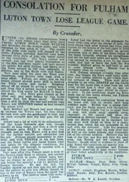 Match Report: Fulham vs Luton Town FC (15th Dec 1928)