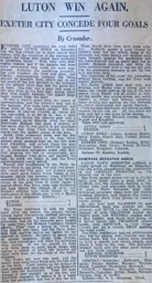 Match Report: Luton Town FC vs Exeter City (5th Jan 1929)