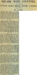 Match Report: Coventry City vs Luton Town FC (23rd Feb 1929)