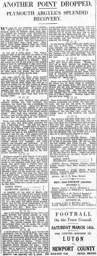 Match Report: Luton Town FC vs Plymouth Argyle (11th Mar 1929)