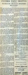 Match Report: Luton Town FC vs Plymouth Argyle (11th Mar 1929)