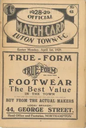 Programme: Luton Town FC vs Charlton Athletic (1st Apr 1929)
