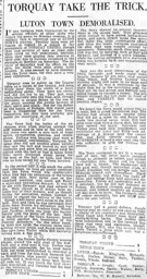 Match Report: Luton Town FC vs Torquay United (29th Apr 1929)
