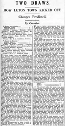 Match Report: Exeter City vs Luton Town FC (31st Aug 1929)