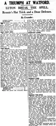 Match Report: Watford vs Luton Town FC (14th Sep 1929)