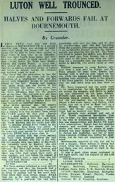 Match Report: Bournemouth vs Luton Town FC (21st Sep 1929)