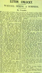 Match Report: Luton Town FC vs Walsall (28th Sep 1929)