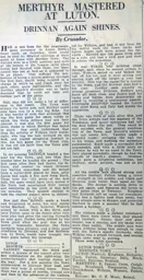 Match Report: Luton Town FC vs Merthyr Town (2nd Nov 1929)