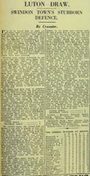 Match Report: Luton Town FC vs Swindon Town (16th Nov 1929)