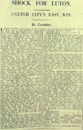 Match Report: Luton Town FC vs Exeter City (28th Dec 1929)