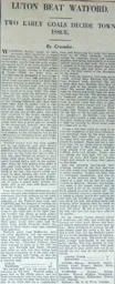 Match Report: Luton Town FC vs Watford (18th Jan 1930)