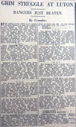 Match Report: Luton Town FC vs Queens Park Rangers (8th Feb 1930)