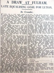Match Report: Fulham vs Luton Town FC (15th Feb 1930)