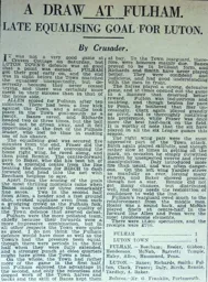 Match Report: Fulham vs Luton Town FC (15th Feb 1930)
