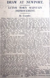 Match Report: Newport County vs Luton Town FC (22nd Feb 1930)