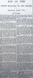 Match Report: Luton Town FC vs Brentford (30th Aug 1930)