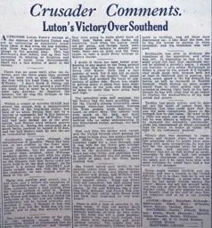 Match Report: Luton Town FC vs Southend United (13th Sep 1930)
