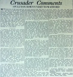 Match Report: Watford vs Luton Town FC (20th Sep 1930)