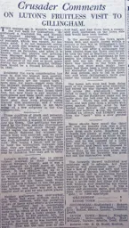 Match Report: Gillingham vs Luton Town FC (11th Oct 1930)