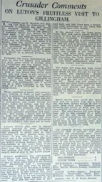 Match Report: Gillingham vs Luton Town FC (11th Oct 1930)