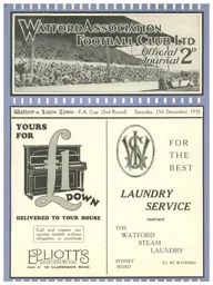 Programme: Watford vs Luton Town FC (13th Dec 1930)