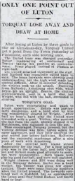 Match Report: Torquay United vs Luton Town FC (26th Dec 1930)