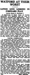 Match Report: Luton Town FC vs Watford (28th Jan 1931)