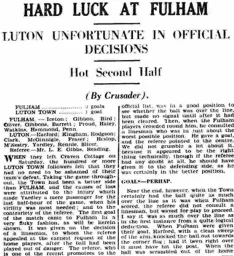 Match Report: Fulham vs Luton Town FC (7th Mar 1931)