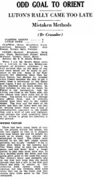 Match Report: Clapton Orient vs Luton Town FC (18th Apr 1931)