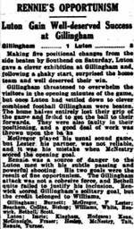 Match Report: Gillingham vs Luton Town FC (9th Sep 1931)