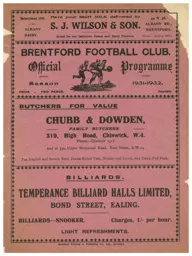 Programme: Brentford vs Luton Town FC (26th Sep 1931)