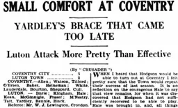 Match Report: Coventry City vs Luton Town FC (10th Oct 1931)