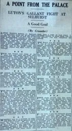 Match Report: Crystal Palace vs Luton Town FC (24th Oct 1931)