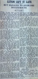 Match Report: Luton Town FC vs Bournemouth (31st Oct 1931)