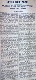 Match Report: Queens Park Rangers vs Luton Town FC (7th Nov 1931)