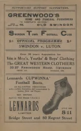 Programme: Swindon Town vs Luton Town FC (28th Nov 1931)