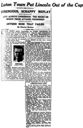 Match Report: Luton Town FC vs Lincoln City (16th Dec 1931)