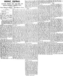 Match Report: Cardiff City vs Luton Town FC (26th Dec 1931)