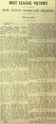 Match Report: Luton Town FC vs Reading (2nd Jan 1932)