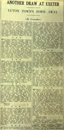 Match Report: Exeter City vs Luton Town FC (13th Feb 1932)