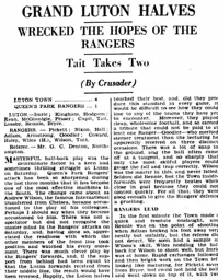 Match Report: Luton Town FC vs Queens Park Rangers (19th Mar 1932)