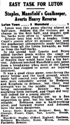Match Report: Luton Town FC vs Mansfield Town (25th Mar 1932)