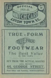 Programme: Luton Town FC vs Mansfield Town (25th Mar 1932)