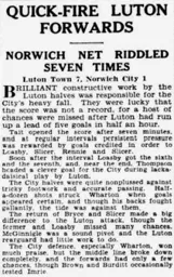 Match Report: Luton Town FC vs Norwich City (29th Mar 1932)