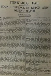 Match Report: Clapton Orient vs Luton Town FC (9th Apr 1932)
