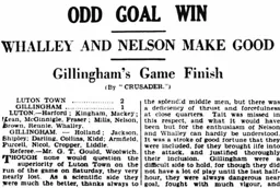Match Report: Luton Town FC vs Gillingham (8th Oct 1932)