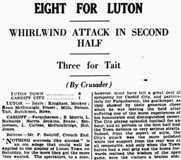 Match Report: Luton Town FC vs Cardiff City (29th Oct 1932)
