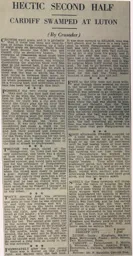 Match Report: Luton Town FC vs Cardiff City (29th Oct 1932)