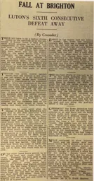 Match Report: Brighton & Hove Albion vs Luton Town FC (19th Nov 1932)