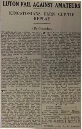 Match Report: Luton Town FC vs Kingstonian (26th Nov 1932)